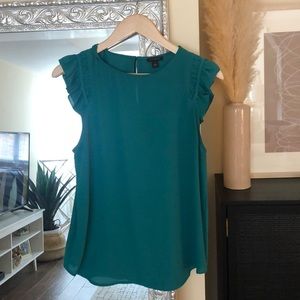Green Ruffle Sleeveless top